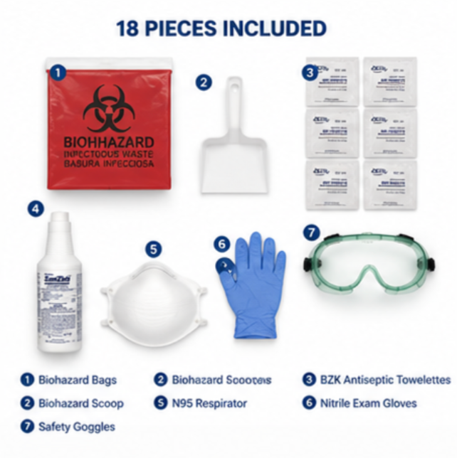 Hantavirus & Rodent Cleanup Kit - 18 Piece PPE Case